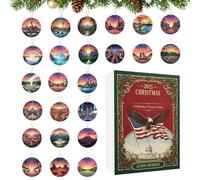 GkgWuxf Christmas Advent Calendars, Acrylic Pendant 2D Calendar 24 Days Christmas - Countdown Pendant Set National Monuments | For Indoor Wall Door Tree Bedroom Adults