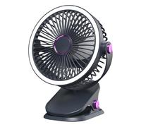 GkgWuxf Clip on Fan, Small Desk Fan Clip on, Battery Operated Cooler with Lights, 5 Speeds Air Circulator Cooling Device for Table Desk Home Office Camping