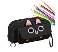GkgWuxf Cute Pencil Bag - Embroidered Cat Pencil Bag Pencil Case - Zippered Pencil Pouch, Desk Organizer, Aesthetic Pencil Bag, Stationery Box for Sticky Notes