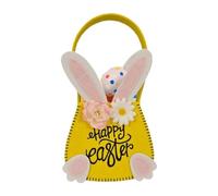 GkgWuxf Easter Bunny Basket, Easter Bunny Bag, Small Rabbit Easter Bucket with Ear, Reusable Treat Bag Cute Party Decoration for and Hunting, Yellow, Se référer à la description