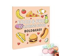 GkgWuxf Food Coloring Book for Adults,Simple Coloring Book - 40 Sheets Cartoon Fruit Graffiti Workbook for Adults Children Family Activity
