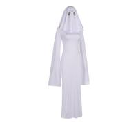 GkgWuxf Ghost Costume Women - White Ghost Dress Cosplay Poncho Costume,Cute Cosplay Dress Party Supplies for Carnival Masquerade Haunted House School Family Gatherings
