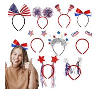 GkgWuxf Memorial Day Headbands | 9X Red White Blue 4th Of July Hair Accessories | US Flag Headwear, Star Hair Hoop, Photo Props For Parade Event