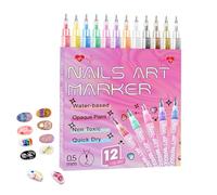GkgWuxf Nail Pens,12-Colors Nail Pens - Quick Dry Painting Tools for Point Dotting Manicure Drawing Sculpting Girls Acrylic Salon Home