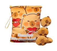 GkgWuxf Snack Bag - Capybara Soft Toy - Anti-Stress Cuddle Keyring Pendant with 4 Small S for, One, Se référer au descriptif, Refer to description