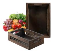 GkgWuxf Wooden Fruit Basket,2 Piece Rustic Organizer | Wooden Countertop Baskets,for Kitchen Pantry Farmhouse Bathroom Shelf Bread Fruit Vegetables Produce