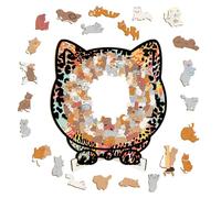 GkgWuxf Wooden Puzzle Toys,Cat Shaped Cute Home Decoration - Wooden Animal Jigsaw Puzzles for Adults - for Women Men Kids Son Daughter Teens
