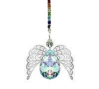 Gkhlg 1 Piece Crystal Suncatchers for Windows Iridescent Hanging Crystals with Angel Wings Design Sun Catcher for Home and Car Decor for Special Occasions