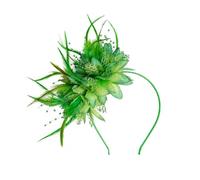 Gkhlg 1 Piece Feather Fascinator Small Fascinators Handcrafted Mesh Hair Accessory for Women Wedding Guest Bridal Formal Party Race Day Tea Party (Green)