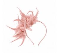 Gkhlg 1 Piece Feather Fascinator Small Fascinators Handcrafted Mesh Hair Accessory for Women Wedding Guest Bridal Formal Party Race Day Tea Party (Nude Pink)