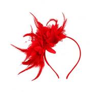 Gkhlg 1 Piece Feather Fascinator Small Fascinators Handcrafted Mesh Hair Accessory for Women Wedding Guest Bridal Formal Party Race Day Tea Party (Red)