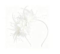 Gkhlg 1 Piece Feather Fascinator Small Fascinators Handcrafted Mesh Hair Accessory for Women Wedding Guest Bridal Formal Party Race Day Tea Party (White)