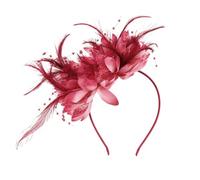 Gkhlg 1 Piece Feather Fascinator Small Fascinators Handcrafted Mesh Hair Accessory for Women Wedding Guest Bridal Formal Party Race Day Tea Party (Burgundy)