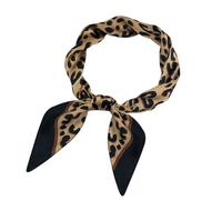 Gkhlg 1 Piece Leopard Print Silk Scarf Stylish Women’s Summer Square Bandana Multipurpose Hair and Neck Scarf for UK for Outdoor Activities and Fashion Accessory (Brown Leopard Print)