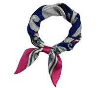Gkhlg 1 Piece Leopard Print Silk Scarf Stylish Women’s Summer Square Bandana Multipurpose Hair and Neck Scarf for UK for Outdoor Activities and Fashion Accessory (Large Cashew (Dark Blue))