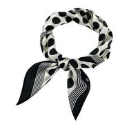 Gkhlg 1 Piece Leopard Print Silk Scarf Stylish Women’s Summer Square Bandana Multipurpose Hair and Neck Scarf for UK for Outdoor Activities and Fashion Accessory (Large Polka Dot (White))
