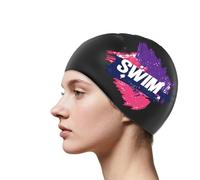 Gkhlg 1 Piece Silicone Swimming Cap High Elasticity Swim Hat for Adults Comfortable Waterproof Swimming Cap for Men and Women Ideal for Pool and Open Water (Black, Purple&Pink)