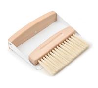 Gkhlg 1 Set Mini Dustpan and Brush Set Beech Wood Micro Fibre Dust Brush Painters Space-Saving with Magnetic Design Metal Dustpan for Lightweight Cleaning in Kitchen Home and Office (White)