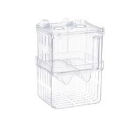 Gkhlg 1Pcs Aquarium Fish Breeding Box Transparent Plastic Breeder Self Floating 2 Chambers Isolation Hatchery for Fish Hobbyists Fry Rearing Breeding Aquarium Fish Tank (10×7×8cm)