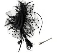 Gkhlg 1Pcs Vintage Mesh Flower Feather Design Hair Fascinator Burnt Orange Fascinator Clip for Women Girls Retro Flapper Outfit Matching 1920S Themed Party Wedding Tea Party Halloween (Black)