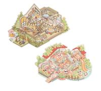 Gkhlg 2 Sets DIY 3D House Stickers Scene Stickers Reusable Sticker Therapy Suitable for All Ages Creative Fun Stress Relief and Family Time