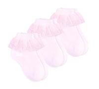 Gkhlg 3 Pairs Girls’ Frilly Socks Soft Cotton Blend Ankle Sock for Ages 1-9 White Socks Girls for Daily Wear Ballet Communion and Special Occasions (UK, Age, One Size, Regular, 4-6 Years, Pink)