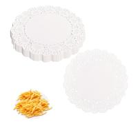 Gkhlg 300 Pcs Paper Doilies White Doilies Lace Paper Round Disposable Placemats with Hollowed Lace Scalloped Edge for Home Party Hosts Dessert Food Display Table Decoration for Kitchen (4.5 Inches)