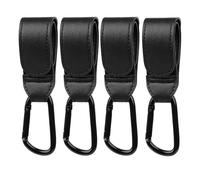 Gkhlg 4 Pcs Pram Clips for Buggy with PU Leather Strong Carabiner Pram Hooks for Bags Suitable for Stroller Car Seat Wheelchair Bicycles Shopping Carts Pet Carts Luggage