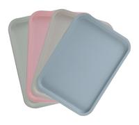 Gkhlg 4 Pieces Plastic Trays Lightweight Stackable Small Food Trays for Serving for Dinner and Tea Time Perfect for Hotel and Home Use (Light Green+Pink+Light Blue+Light Grey, Medium)