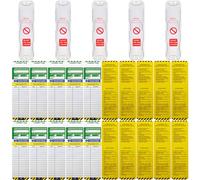 Gkhlg 5 Pack Ladder Inspection Tags Brackets with 10 Labels Waterproof High Visibility Safety Ladder Tags for Workplace Construction Industrial Site Equipment Inspection Management