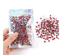 Gkhlg 5000Pcs 3MM Silver Rhinestones Shiny Resin DIY Craft Bling Gems for Crafting for Women Nail Art Clothes Decor Home Party Art Supplies (Red)