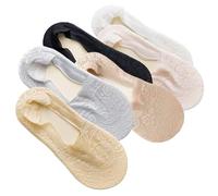 Gkhlg 6 Pairs Invisible Women’s No-Show Socks Low-Cut Non-Slip High Elastic Premium Cotton Lace for Low-Top Sneakers Loafers Heels Pop Socks Great for Women Daily Wear Travel Work
