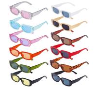 Gkhlg Pack of 12 Party Glasses Stylish Quality Material Sunglasses 90s Vintage Square Glasses for Men Women Coloured Sunglasses for Parties Beach Travel Festivals (Multicolor)