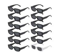 Gkhlg Pack of 12 Party Glasses Stylish Quality Material Sunglasses 90s Vintage Square Glasses for Men Women Coloured Sunglasses for Parties Beach Travel Festivals