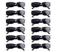 Gkhlg Pack of 12 Party Glasses Stylish Quality Material Sunglasses 90s Vintage Square Glasses for Men Women Coloured Sunglasses for Parties Beach Travel Festivals (Black)