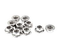 Gkhowiu 8 mm High M8 Thread Stainless Steel Serrated Hex Flange Nuts Pack of 10