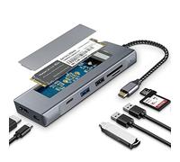 GKI 8-in-1 USB C Hub with M.2 NVMe/SATA SSD Enclosure with 1 * 4K HDMI, 1*USB C 3.1, USB 3.0,USB 2.0, SD/Micro SD Card Slots, 100W PD Compatible with USB C Port of Computer.