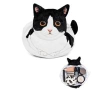 GKIOYRO Cute Kitty Drawstring Makeup Bag, Cat Themed Gift for Women, Large Tuxedo Cat Cosmetic Bag