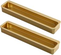 GKIRQVPE Aluminum Alloy Flush Sliding Door Pulls | Matte Gold 2 Pieces 96-384mm Hole Spacing: Sliding Doors, Cabinets, Drawers, Wardrobes(Hole Spacing 128Mm)