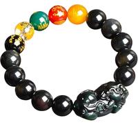 GKIRQVPE Red Agate Rainbow Eye Obsidian Feng Shui Bracelet