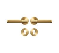 GKIYMLLFV Brass Stripe Door Lock Set Modern Grey Interior Bedroom Bathroom Double Wood Lever Dummy Handle Knob Linear(SB)