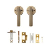 GKIYMLLFV Standard for 2-1/8" Hole Brass Knurled Lever Privacy Door Lock Passage Set Round Rose 65mm Dummy Closet Handle(Privacy-AB)