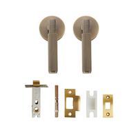 GKIYMLLFV Standard for 2-1/8" Hole Brass Knurled Lever Privacy Door Lock Passage Set Round Rose 65mm Dummy Closet Handle(Fixed Handle-L-AB)