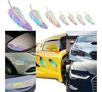 GKKBUFF 7 PCS Car Side Graphics Reflective Sticker, Feather Shape Strong Stripe Stickers for Car, Truck, Motorcycle, Bicycle (7 Colors)