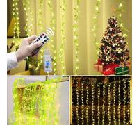 GKKBUFF LED artificial Ivy Garland Artificial Ivy Garland Fake Screw Bedroom Wall Lamp Fake Ivy Lamp Lighting Curtain 3Mx1M Curtain Lamp 100 LED Lighting Curtain Bedroom Lamp and Home Lamp
