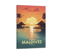GKLIOZ Maldives South Asia Vintage Travel Poster Artworks Picture Print Wall Art Painting Canvas Decor Homes Decorative 20x30inch(50x75cm)