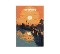 GKLIOZ Mandalay Myanmar Vintage Travel Poster Canvas Wall Art Prints Photo Picture Paintings Room Decor Home Decorative 08x12inch(20x30cm)