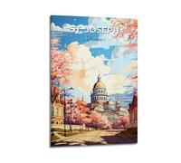 GKLIOZ St Joseph Missouri Vintage Travel Poster Canvas Wall Art Decorative Bedroom Modern Home Print Picture Artworkss 12x18inch(30x45cm)