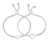 Gkmamrg Couple Bracelets Set of 2 Partner Bracelets Puzzle Love Bracelet for Couples, Silver Love Gifts Christmas Valentine's Day Gifts for Partner, 23 cm, Stainless Steel