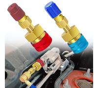 GKmow 2 PCS Car R1234YF Quick Plug Connector, High Low Pressure Conversion Adapter, Car Air Conditioning Refrigerant Filling Valve Connector, Universal Spool Replacement for Most Cars（Red & Blue